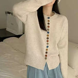 Cardigan Col Rond Automne Gris Femme