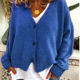 Cardigan Femme Boutonné Col V Décontracté