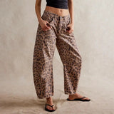 Pantalon Léopard Ample Taille Haute Tendance