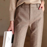 Pantalon Élégant Taille Haute Coupe Structurée Confort Chic