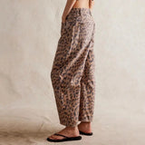 Pantalon Léopard Fluide Taille Élastique Confort Tendance