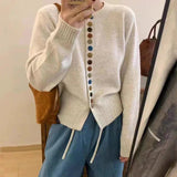 Cardigan Col Rond Automne Gris Femme