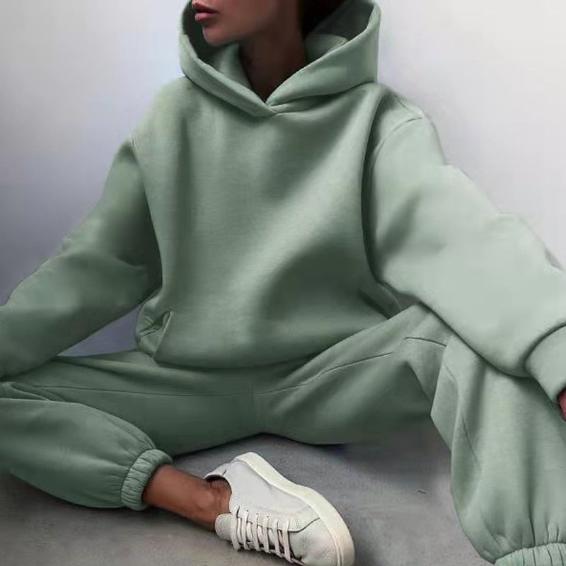 Ensemble Femme Hoodie Court et Pantalon Jogging Confort