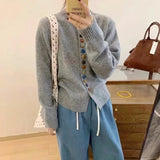 Cardigan Col Rond Automne Gris Femme