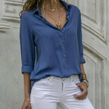 Chemisier Femme Fluide Boutonné Col V