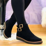 Bottines Suédine Boucles Dorées Style Chic