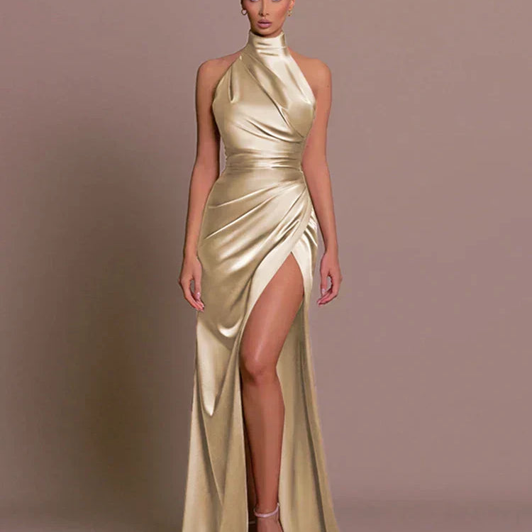 Robe longue femme dos nu à fente haute