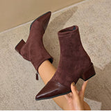 Bottines Femme Bout Pointu – Bottes Élégantes Talon Moyen