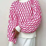 Pull Maille Ajourée Motif Géométrique Coupe Ample Chic