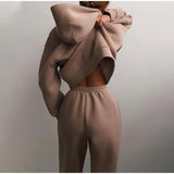 Ensemble Femme Hoodie Court et Pantalon Jogging Confort