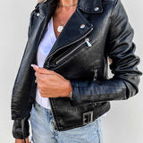 Blouson Biker Femme Cuir – Veste Motard Courte Chic