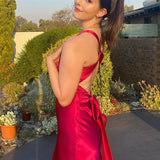 Robe Maxi Satinée Dos Nu Bretelles Élégance Soirée