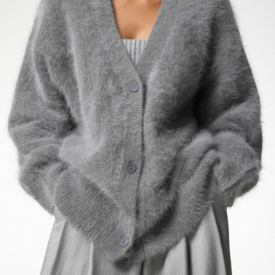 Pull Femme Oversize Col V Doux Élégant