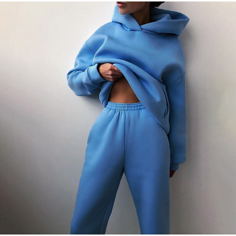 Ensemble Femme Hoodie Court et Pantalon Jogging Confort