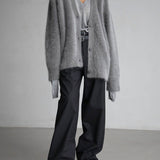 Pull Femme Oversize Col V Doux Élégant