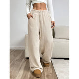 Pantalon Côtelé Large Taille Élastique Confort