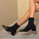 Bottines Femme Bout Pointu – Bottes Élégantes Talon Moyen