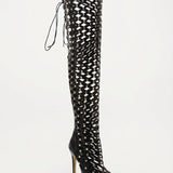 Bottines femme à lacets en résille ajourée