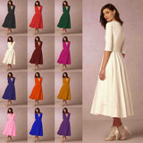 Robe Midi Évasée Décolleté V Sans Manches Élégance