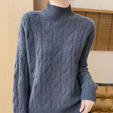 Pull Col Montant Maille Texturée Confort Élégance Hiver