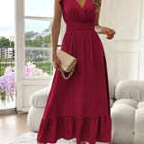 Robe Longue Femme à Col V Sans Manches
