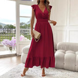 Robe Longue Femme à Col V Sans Manches