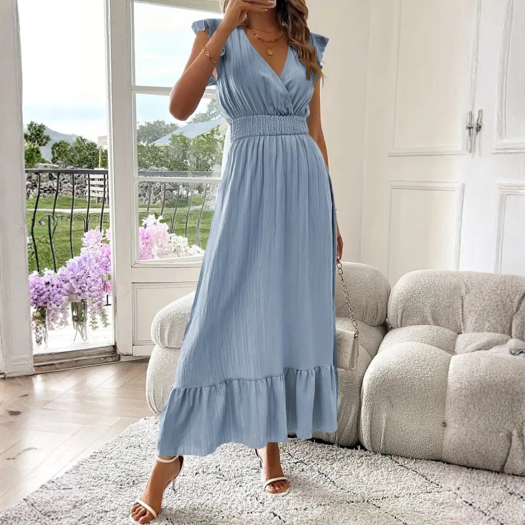 Robe Longue Femme à Col V Sans Manches