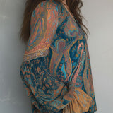 Blouse Femme Imprimée à Col V et Manches Longues