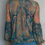 Blouse Femme Imprimée à Col V et Manches Longues