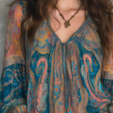 Blouse Femme Imprimée à Col V et Manches Longues