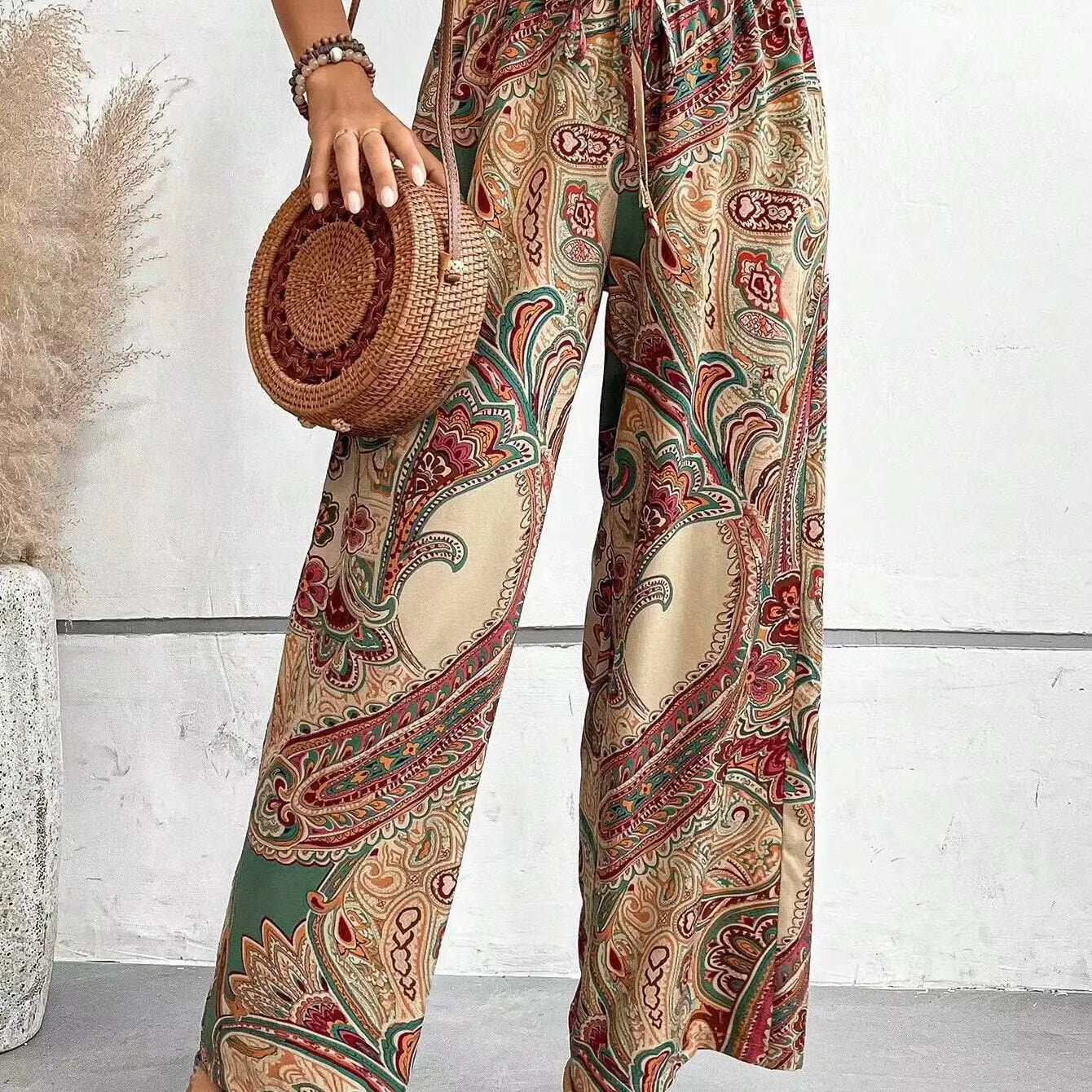 Pantalon Ample à Imprimé Bohème