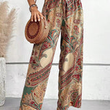 Pantalon Ample à Imprimé Bohème