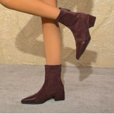 Bottines Femme Bout Pointu – Bottes Élégantes Talon Moyen