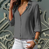 Chemisier Femme Fluide Boutonné Col V