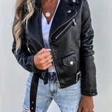 Blouson Biker Femme Cuir – Veste Motard Courte Chic