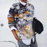 Pull Femme Imprimé Floral Artistique – Sweat Élégant Tendance