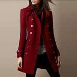 Manteau Femme Double Boutonnage Élégant Mi Long