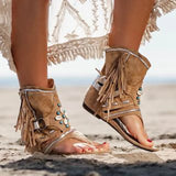 Sandales Bohèmes à Franges et Perles