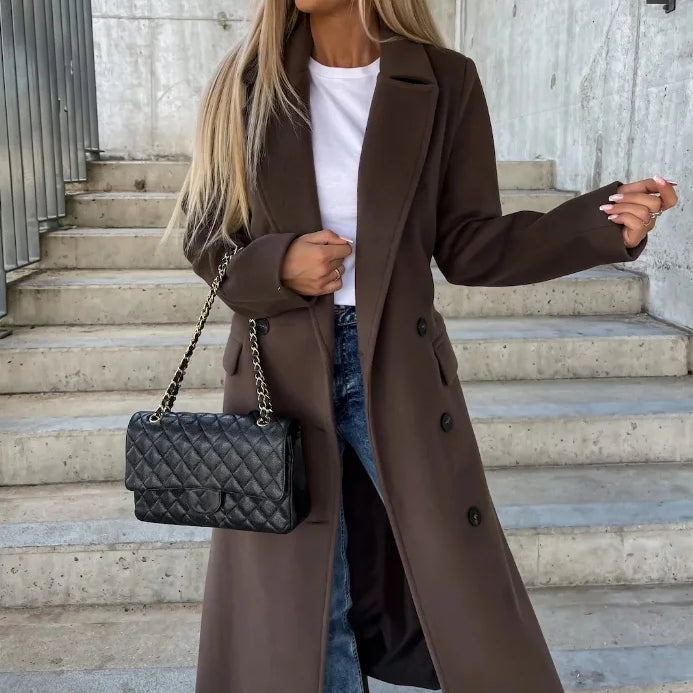 Trench Long Femme Ceinturé – Manteau Élégant et Intemporel