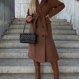 Trench Long Femme Ceinturé – Manteau Élégant et Intemporel