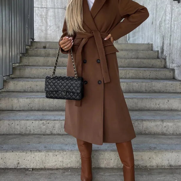 Trench Long Femme Ceinturé – Manteau Élégant et Intemporel