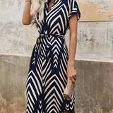 Robe Midi Femme Imprimée à Col V