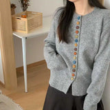 Cardigan Col Rond Automne Gris Femme