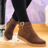Bottines Suédine Boucles Dorées Style Chic
