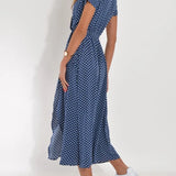 Robe Midi Femme Fleurie Cache-Cœur à Col V