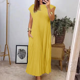 Robe Longue Femme Plissée à Col V