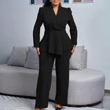 Elegant Jakkesæt Med Peplum Blazer Moderne Stil