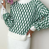 Pull Maille Ajourée Motif Géométrique Coupe Ample Chic