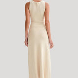 Robe Midi Sans Manches à Boutons