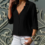 Chemisier Femme Fluide Boutonné Col V